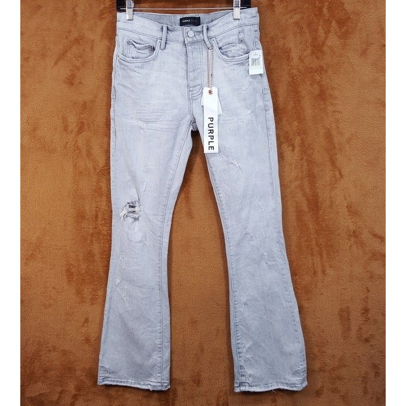 Purple Brand Mens Jeans Size 30 Light Gray Wash Flare Leg Slim Fit P004 320